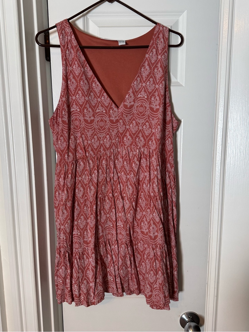 Orange V Neck Flowy Dress